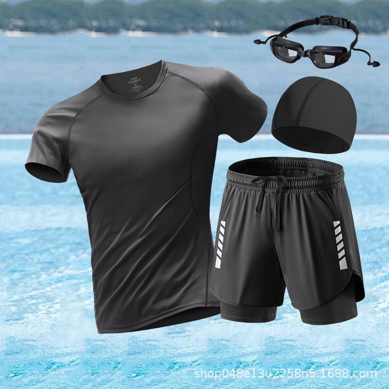 블랙라인 반팔+DK70 블랙[수영고글,수영모]