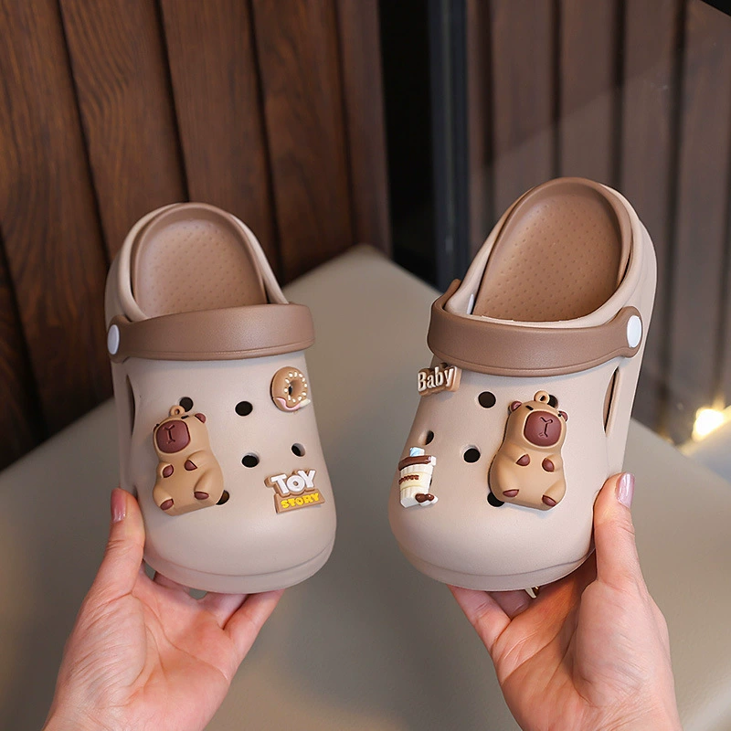 Летние детские тапочки Kapibala, дышащие детские тапочки среднего и большого размера для мальчиков, сабо на толстой подошве для девочек