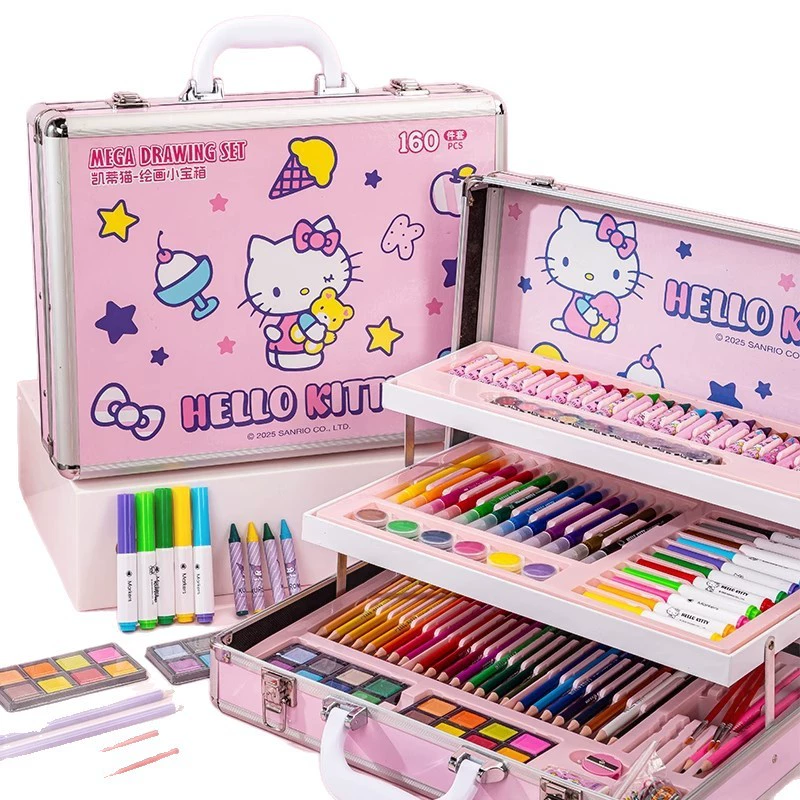 Hello Kitty, hello kitty, роскошный набор, акварель, мелки, 160 штук