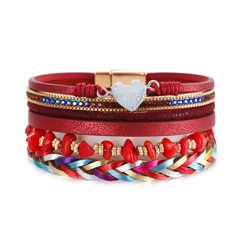 Ethnic Style Heart Shape Pu Leather Braid Womenu0027S Bracelets