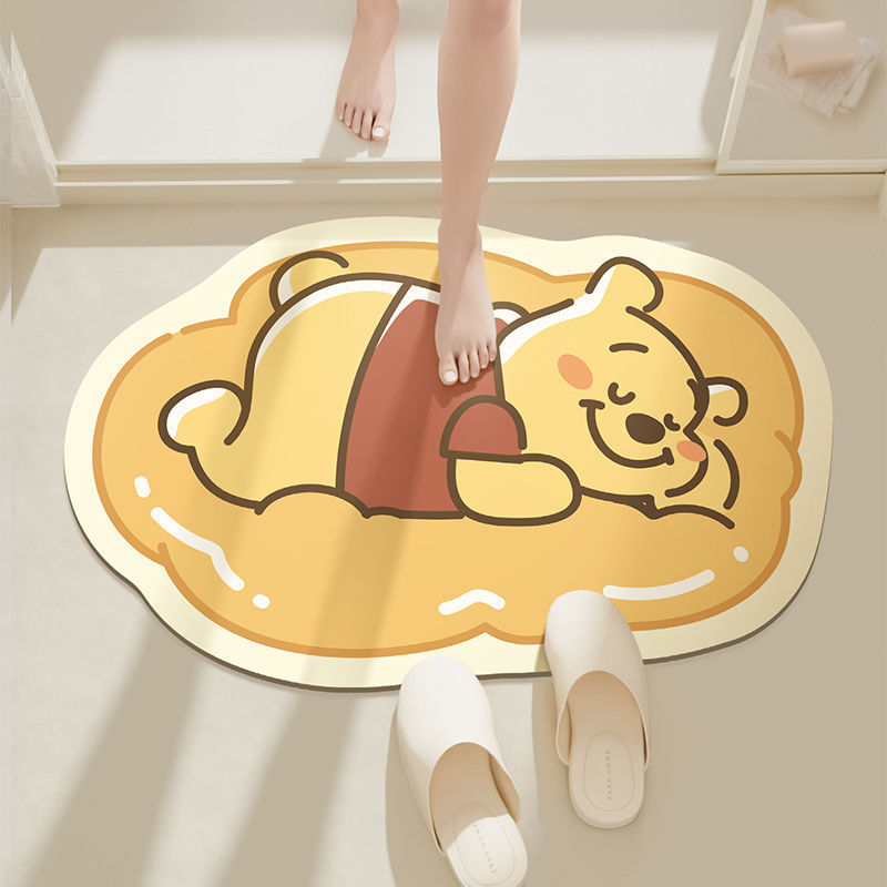 Baño doméstico absorción de agua almohadilla de pies de dibujos animados de forma especial almohadilla de suelo de barro de diatomeas secado rápido se puede cortar almohadilla de pies de puerta de baño