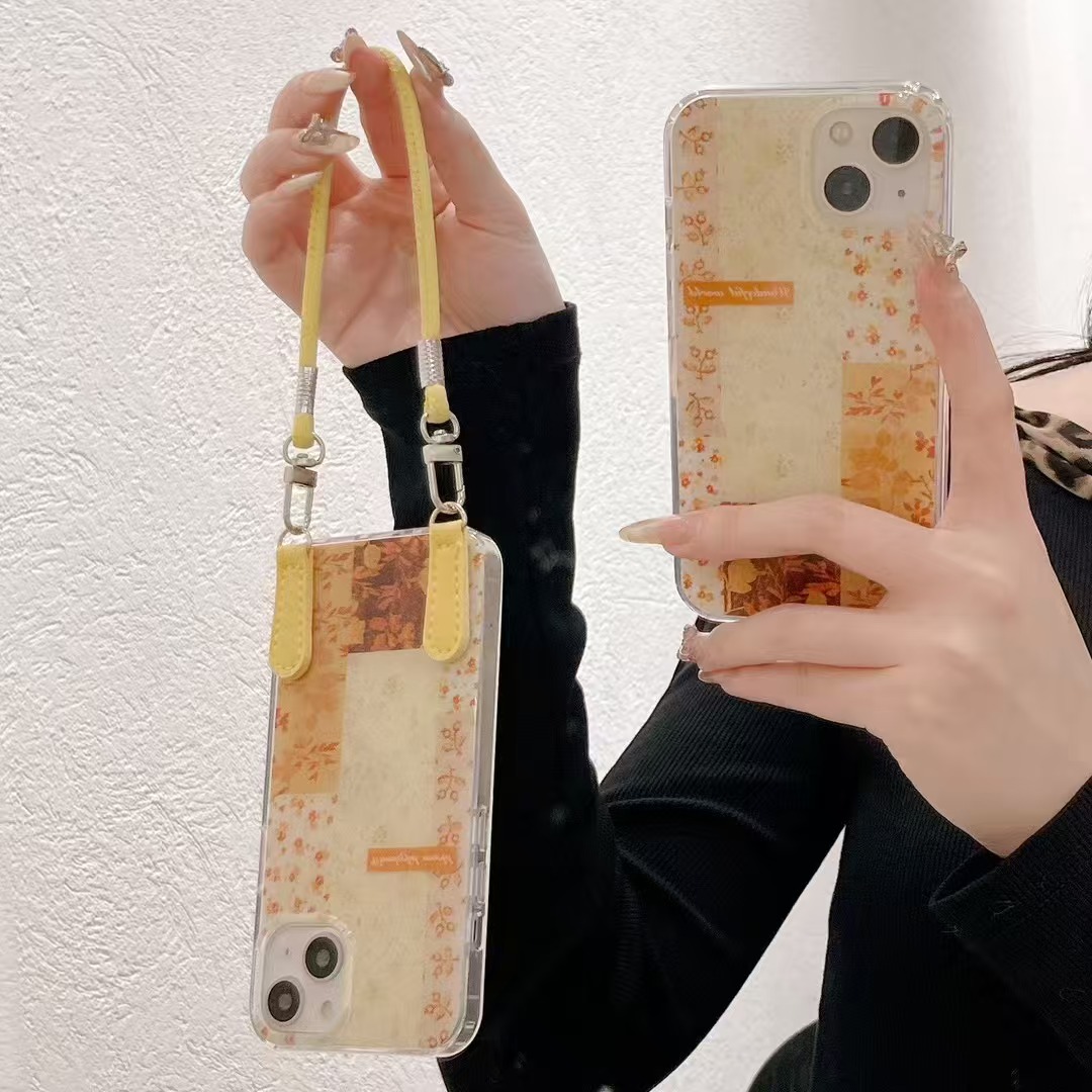 Creativo empalme retro floral adecuado para Apple 16ProMax personalidad 15/14 funda para teléfono móvil 13 niñas 15Pro nuevo