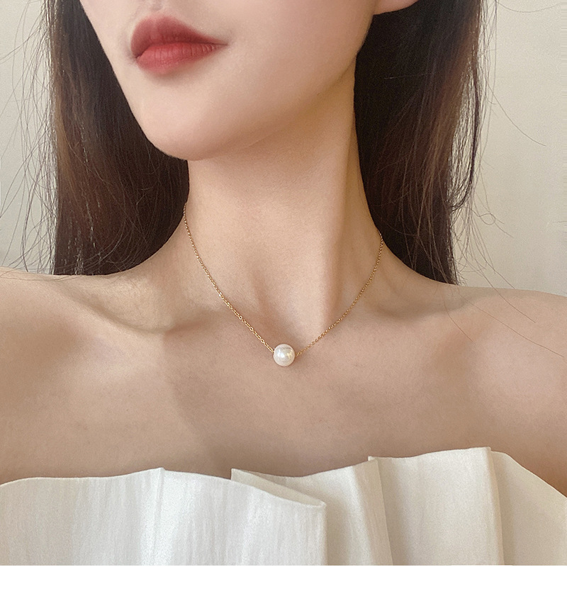 Simple Fashion Titanium Steel Pearl Necklace Wholesale Nihaojewelry display picture 1