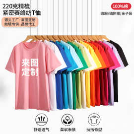 精梳纯棉短袖t恤青少年短袖纯棉半袖长绒棉班服团体服工作服定制