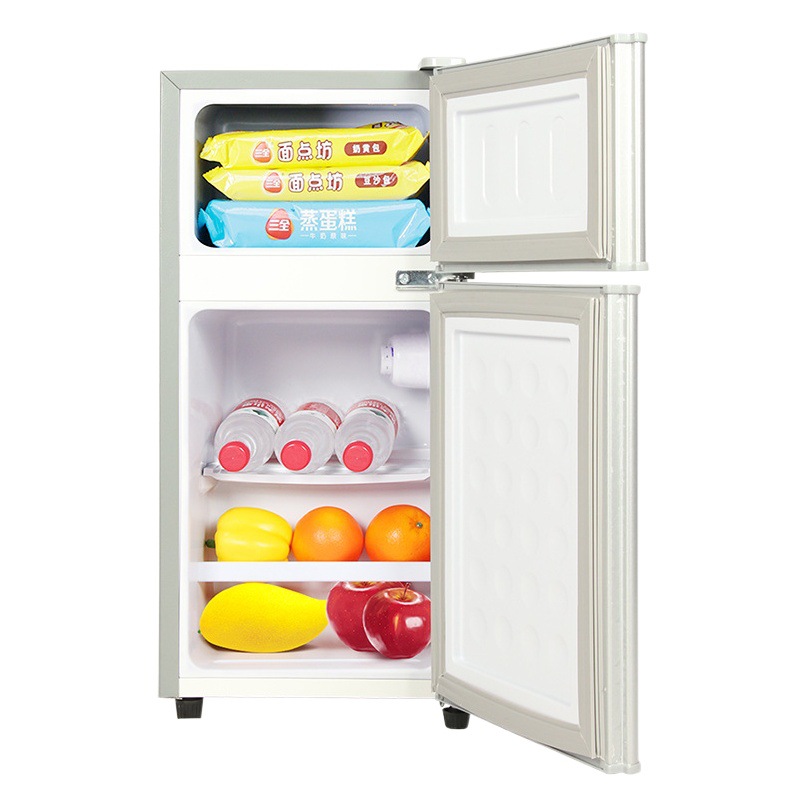 Refrigerador pequeño Ripu de 48-96 litros para uso doméstico, ideal para apartamentos de alquiler, con congelador en la parte superior y refrigerador en la parte inferior, mini refrigerador eléctrico de doble puerta para dormitorios.