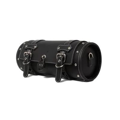 Retro motorcycle rear tail bag, tool bag, universal for electric scooters, scooter rear seat modification, front bag, waterproof (Motorcycle Safety Supplies) - black-round-with-lock