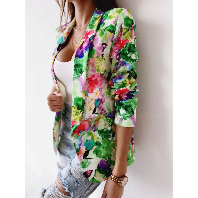Women's Coat New Style Women's Clothing Foreign Trade Long-Sleeved Spring Clothing Cross-Border Small Suit Printing Colorful