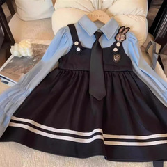 女童卡通朱迪連衣裙春秋新款兒童假兩件朱迪警官衣服洋氣連衣裙