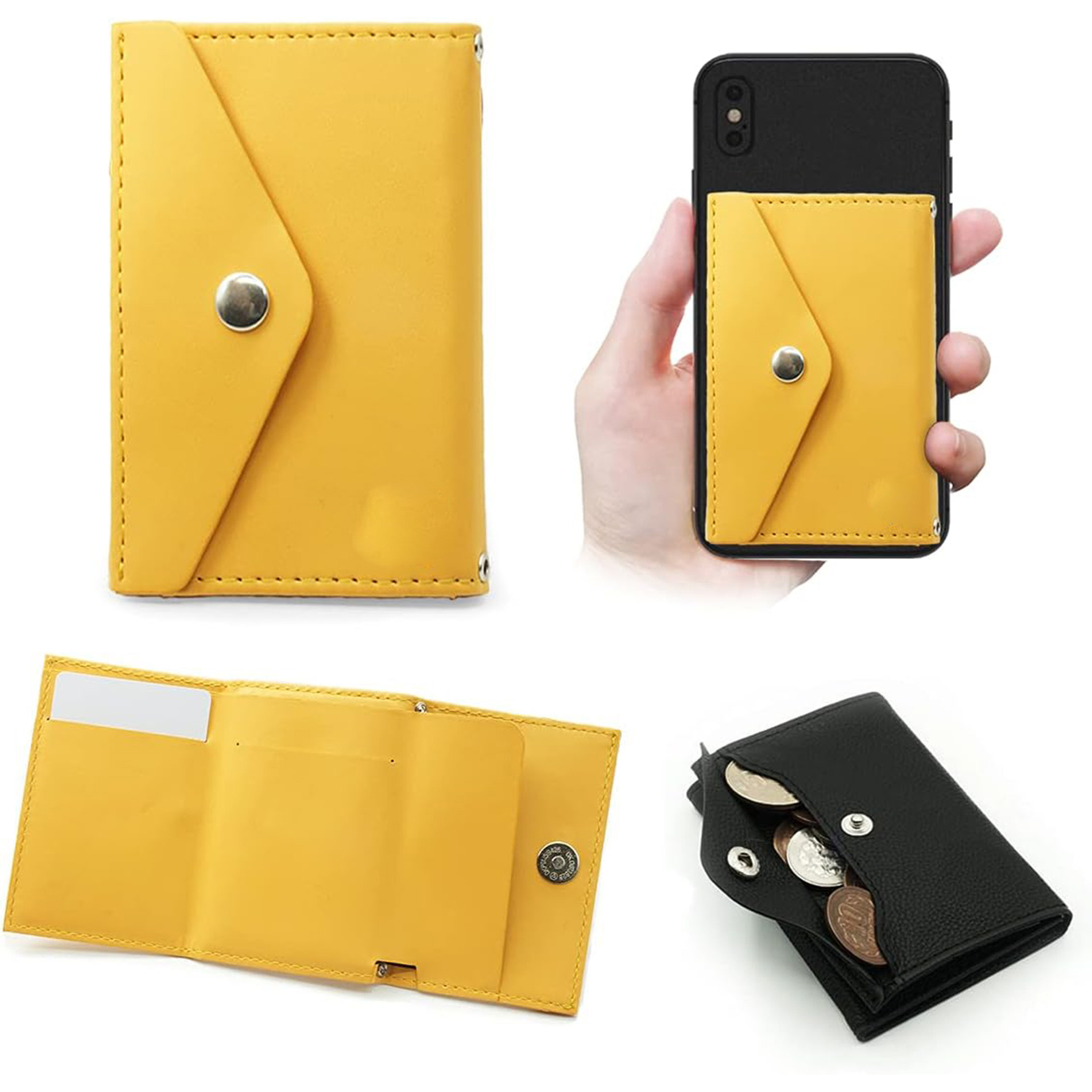 Amazon RFID antirrobo cepillo de tarjeta de soporte multifuncional bolsa de tarjetas móviles triple plegable bolsa de tarjetas de succión magnética portátil