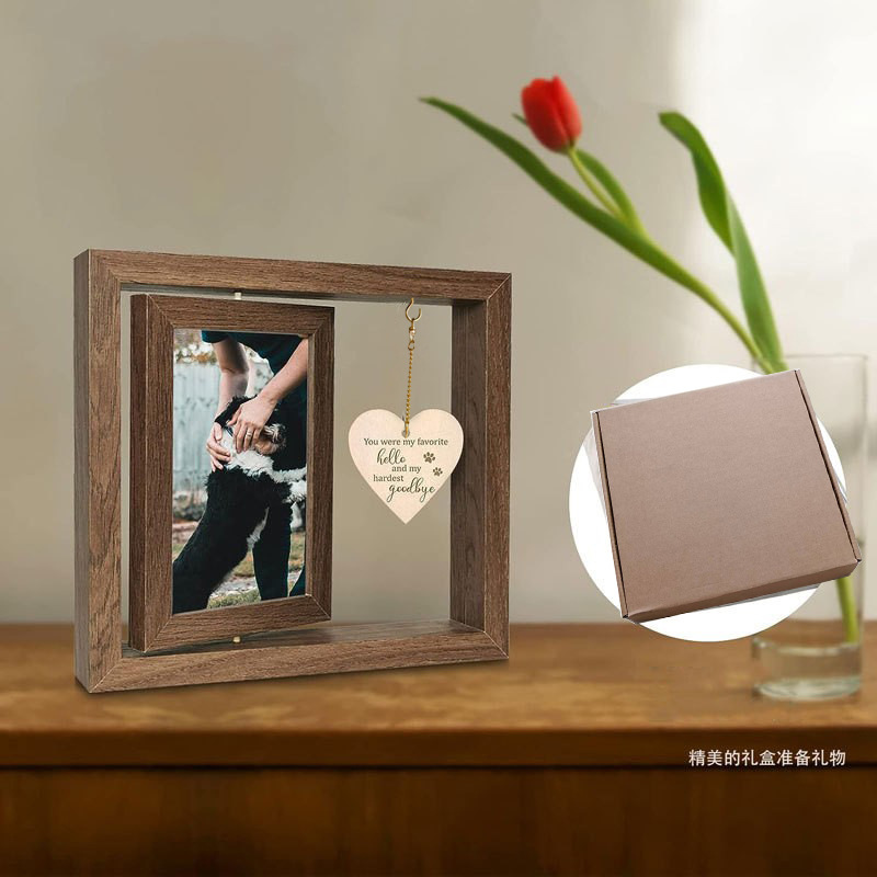 Nuevo marco de fotos americano Amor de madera giratoria marco de fotos creativo sala de estar decoración de regalo Marco de Fotos decoración de escritorio conmemorativa