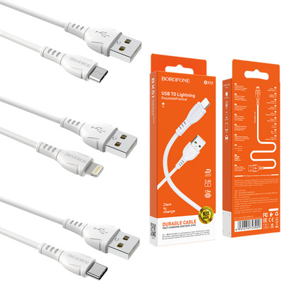 1米手机数据线充电线适用安卓苹果Type-c手机数据线3A快充线带包