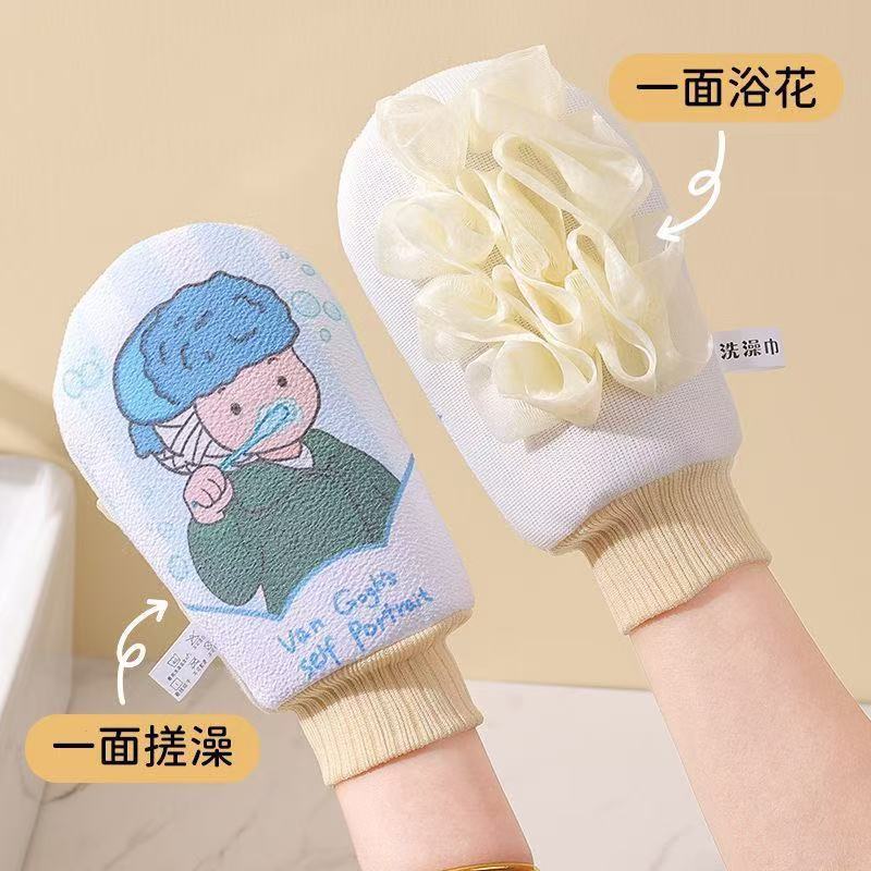 dibujos animados famosos flores de baño de doble cara guantes de goma espumosos para niños chicas lindas gigantes baños de barro baño doméstico bola de baño