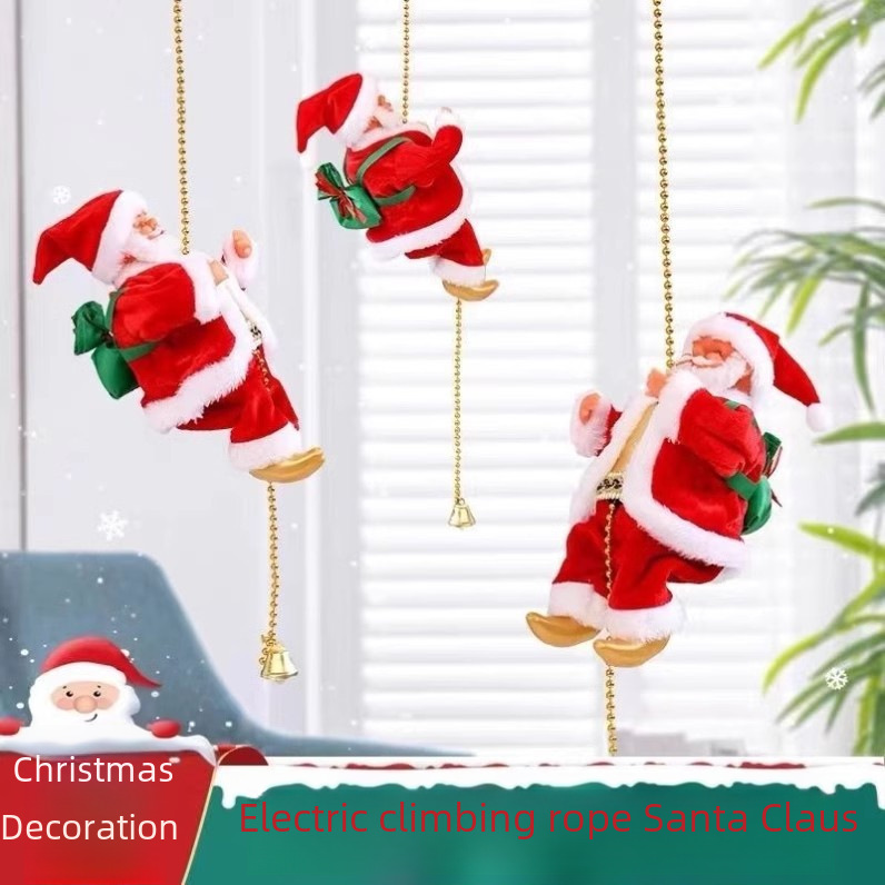 Paracadute Paracadutismo Babbo Natale Elettrico Elettrico Arrampicata Tenda di perline Arrampicata Scale Scala Decorazioni natalizie Giocattoli Regali_voghion.com