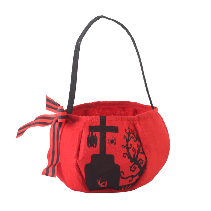 Nueva bolsa de dulces de Halloween con lazo, bolsa de dulces, bolsa de calabaza tridimensional portátil, regalo para niños, festival de fantasmas transfronterizo
