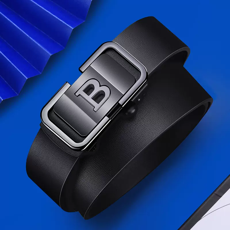 真皮无牙扣自动扣网络抖音爆款新款铝片字母工厂批发男士皮带扣头