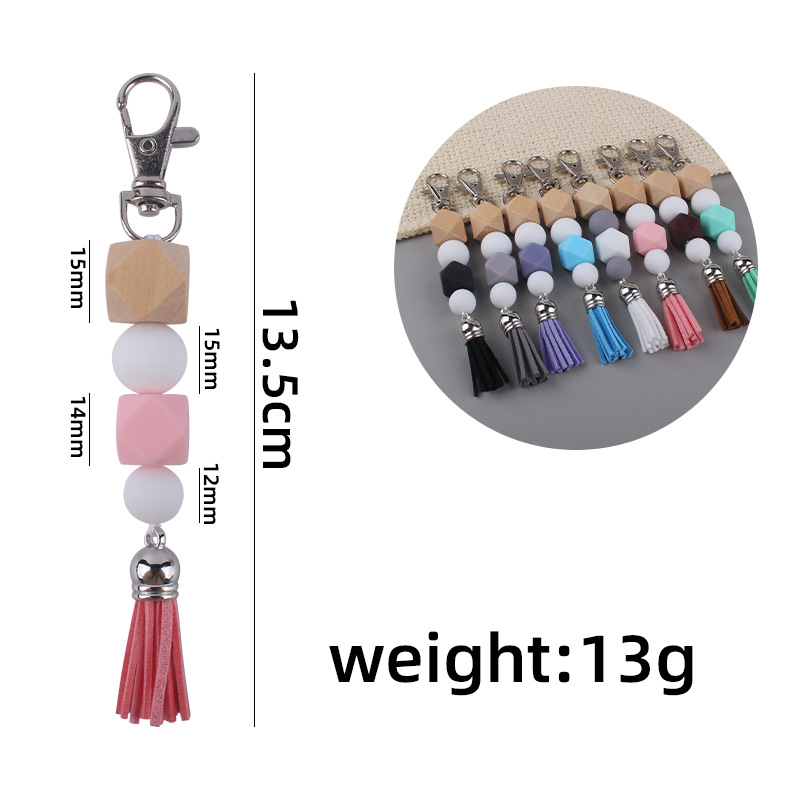 Nueva creativo DIY borla colgante contraste color cuentas de silicona llavero colgante bolsa colgante Amazon AliExpress