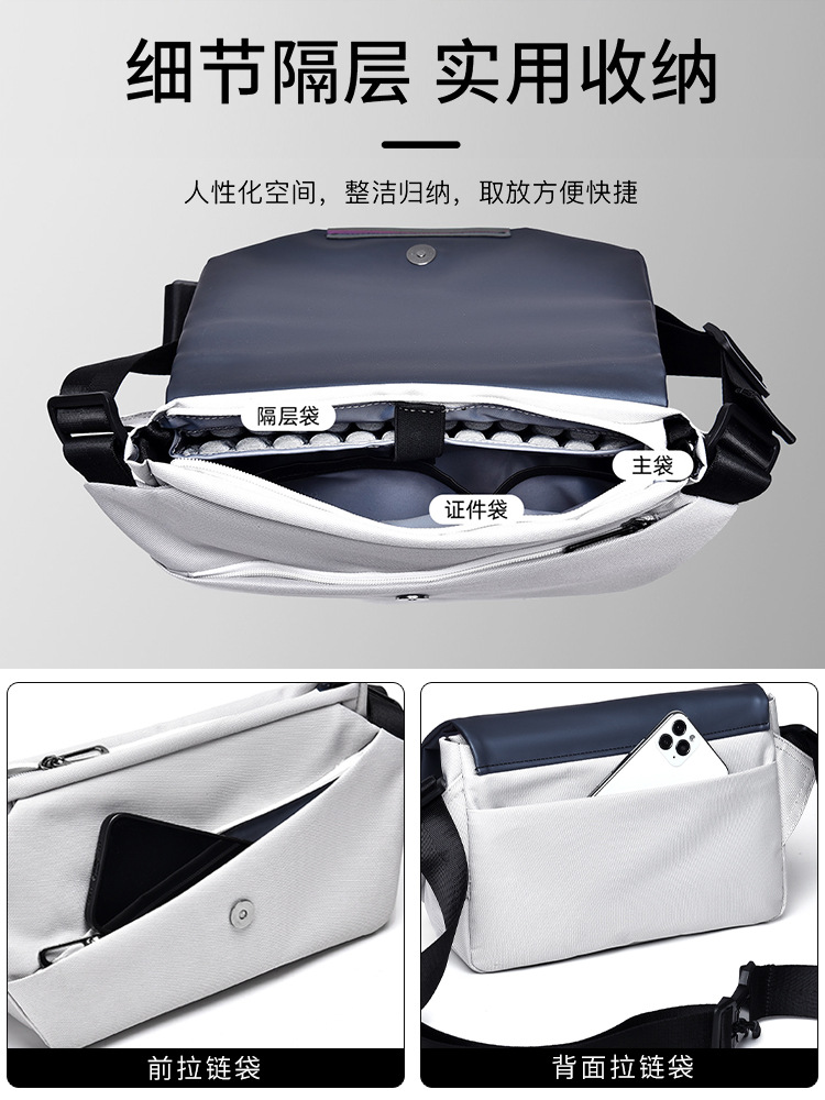 Bolso Mensajero Cruzado para Hombre de Tela Oxford Impermeable, Resistente al Desgaste y Antirrobo para Uso Diario