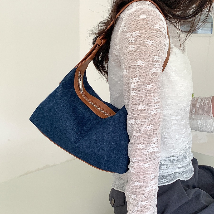 Borsa in denim versione coreana, in PU, casual, estiva, nuova, monospalla, borsa da ascella, borsa di alta gamma di nicchia da donna_voghion.com