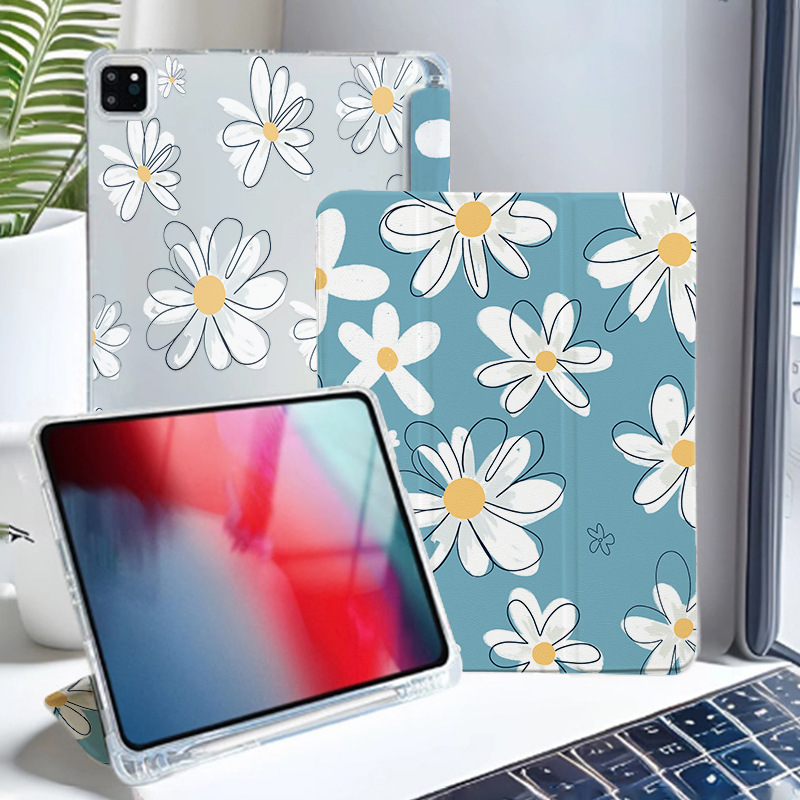 Suitable for Apple iPad Protective Case 7/8/9 Generation Anti-Fall Magnetic Simple Flower Three-Fold 10Th Generation Tablet Protective Case