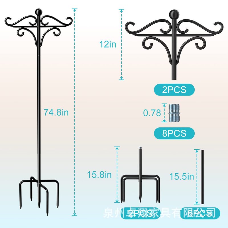 屋外ライトストリングブラケット装飾鉄芸羊飼いフック庭植物提灯サポートバー挿し式鳥類給餌器|undefined