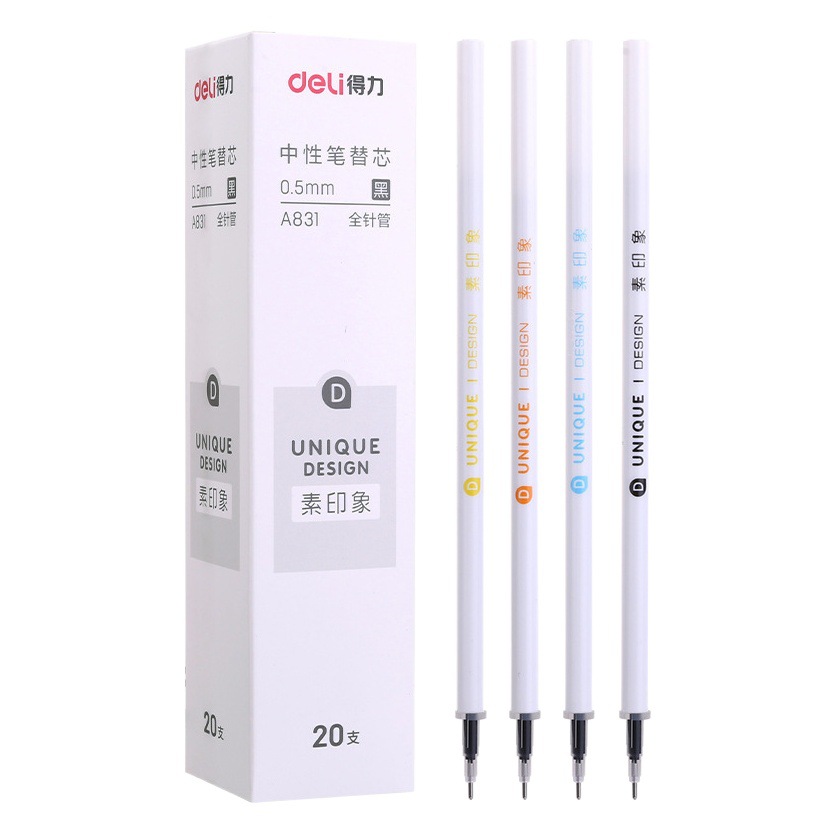 Deli stationery cartoon Rod student neutral refill 0.35/0.38/0.5mm full needle tube neutral refill