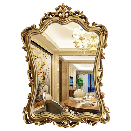 European retro bathroom mirror, American bathroom mirror, wall-mounted mirror, bathroom wall carved light luxury dressing mirror