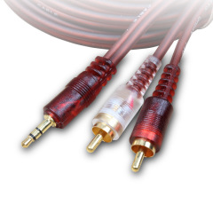 Audio cable with 3.5mm stereo RCA plugs to connect two computer speakers