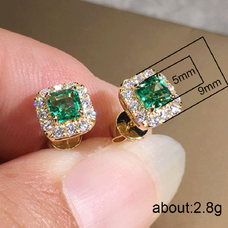 Fashion Square Copper Ear Studs Inlay Zircon Copper Earrings display picture 1