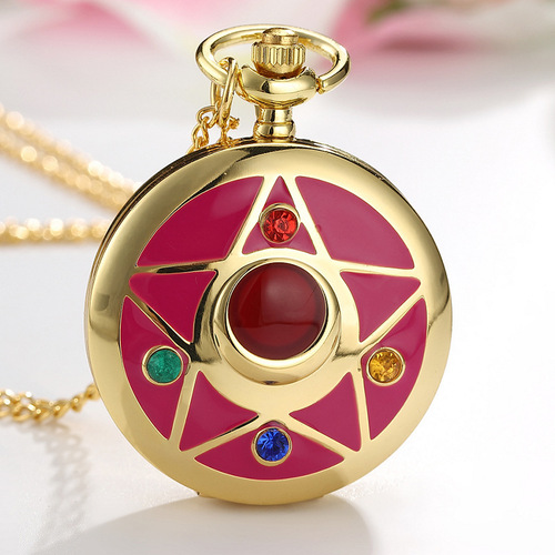 Manyun Variety Sakura Gem Pocket Watch Student Love Metal Chain Pocket Watch Accessories Animation Peripherals