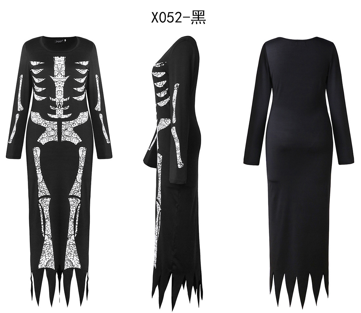 Halloween skull bones dress up long-sleeved dress nihaostyles clothing wholesale NSHYG72678