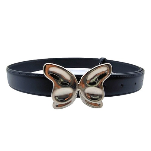 Sweet and Cool Instagram Style Silver Embossed 3D Metal Butterfly Button Decorated Belt for Jeans and Short Skirts