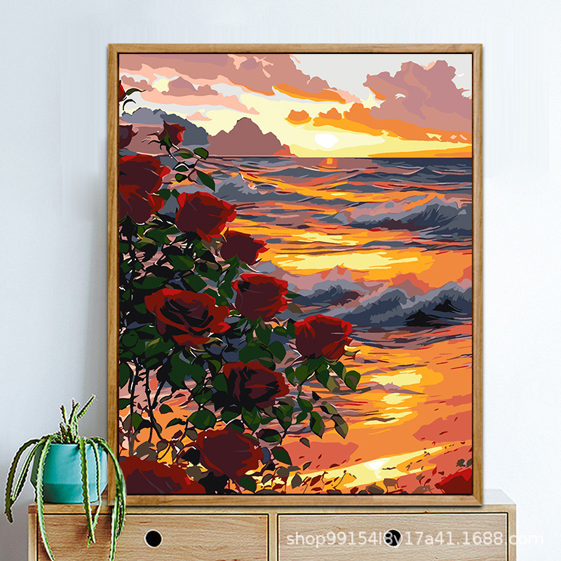 クロスボーダー diy デジタル油絵アマゾン AliExpress 卸売着色風景花絵画リビングルームの装飾絵画|undefined