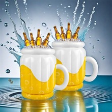 INS充气啤酒冰桶PVC加厚水上饮料杯垫奶茶可乐水果冰镇水桶