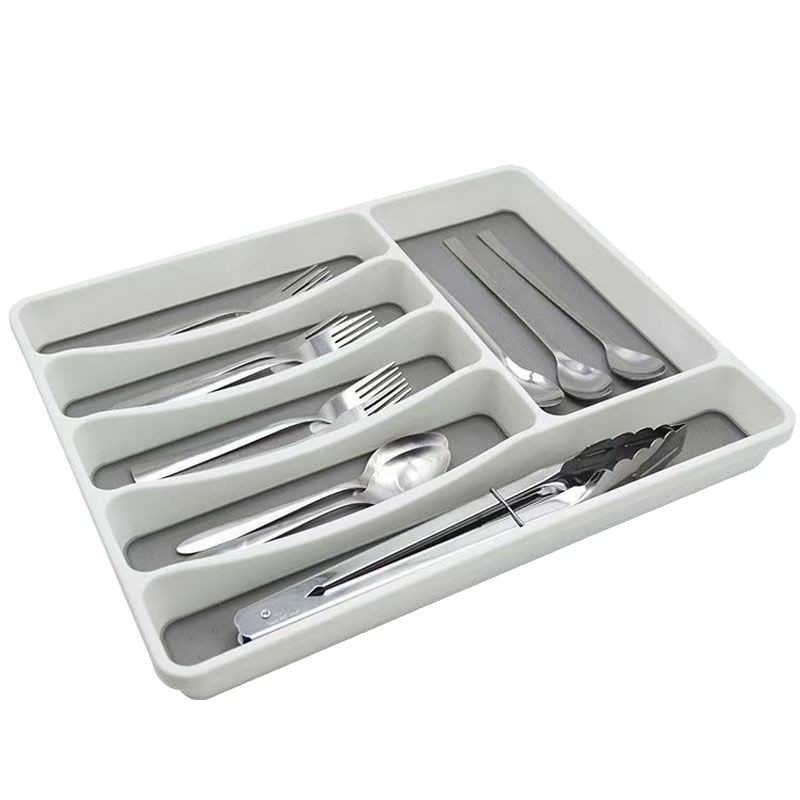 Caja de almacenamiento integrada para cuchillos y tenedores de cajón para cubiertos, caja de bandeja de seis compartimentos, cuchillos y tenedores, palillos y cuchara