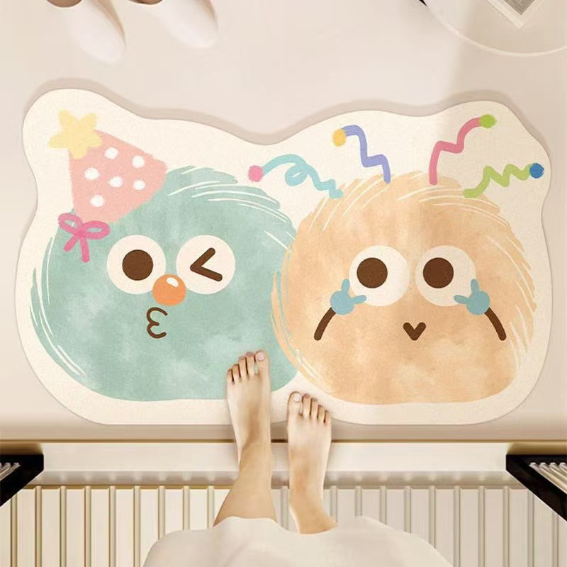 Alfombra absorbente para baño con dibujos animados, alfombra antideslizante de tierra de diatomeas para la entrada del baño, alfombra de secado rápido para el inodoro del hogar, envío gratis