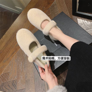 Mao Mao Pea Shoes Women's Outer Wear Flat 2024 New Autumn and Winter All-match Fairy Slip-on Mary Jane Shoes
