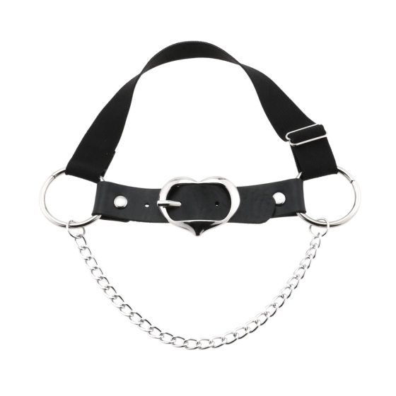 Cross-border Gothic Punk Heart Love Metal Chain Leather Thigh Ring Personalized Street Photoshoot Elegant Elastic Garter Belt