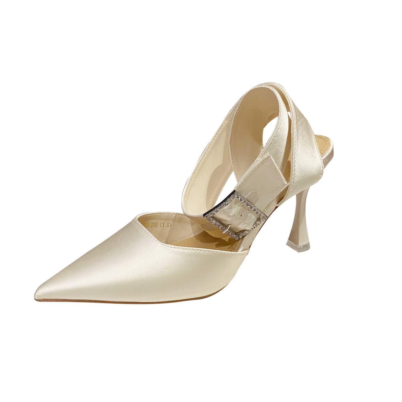 Baotou Slim Sandals for 2024 Spring/Summer New Korean Edition Pointed Mid One line Buckle Back Air High Heel Women's_voghion.com