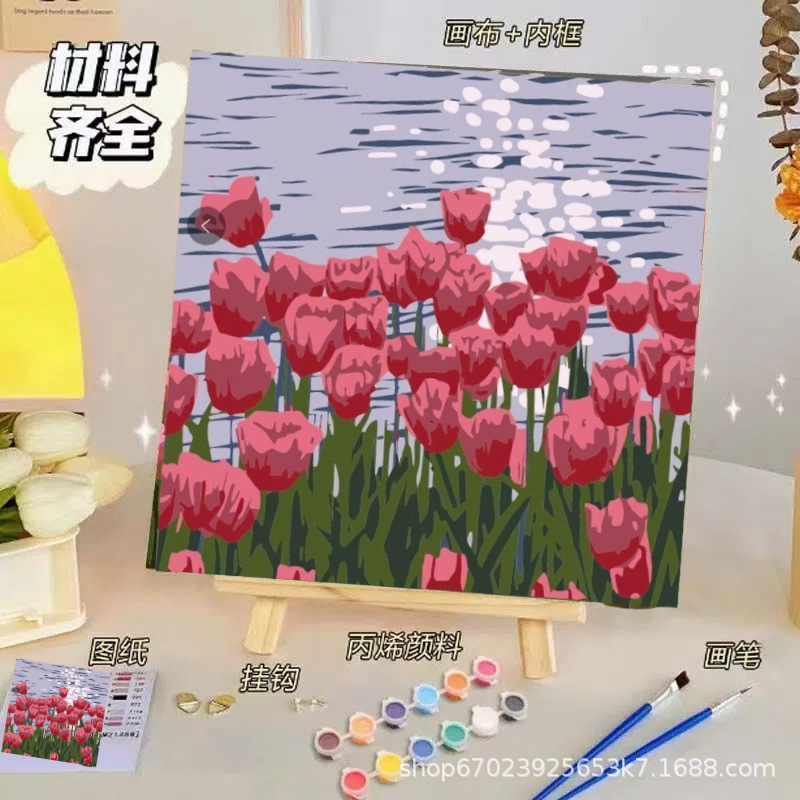 New 20*20 30*30 Square Digital Oil Painting DIY Kidsren's Cartoon Animation Coloring Graffiti Healing Decorative Painting