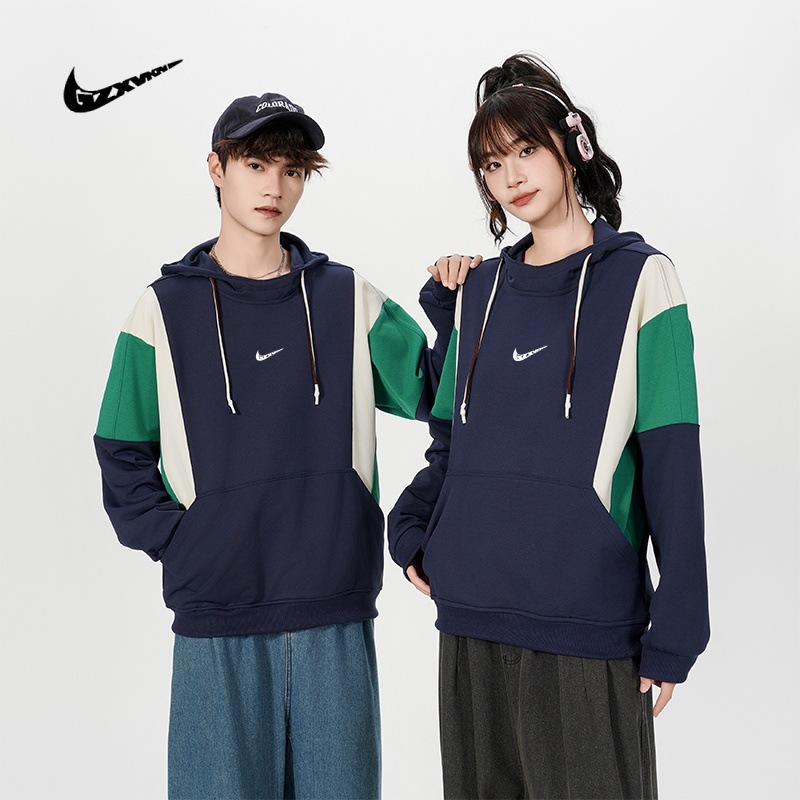 连帽卫衣男秋季新款高品质情侣拼色直插口袋外套男女时尚上衣服潮