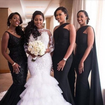 2026 Mermaid Wedding Dresses African 3/4 Long Sleeve Illusion Main…