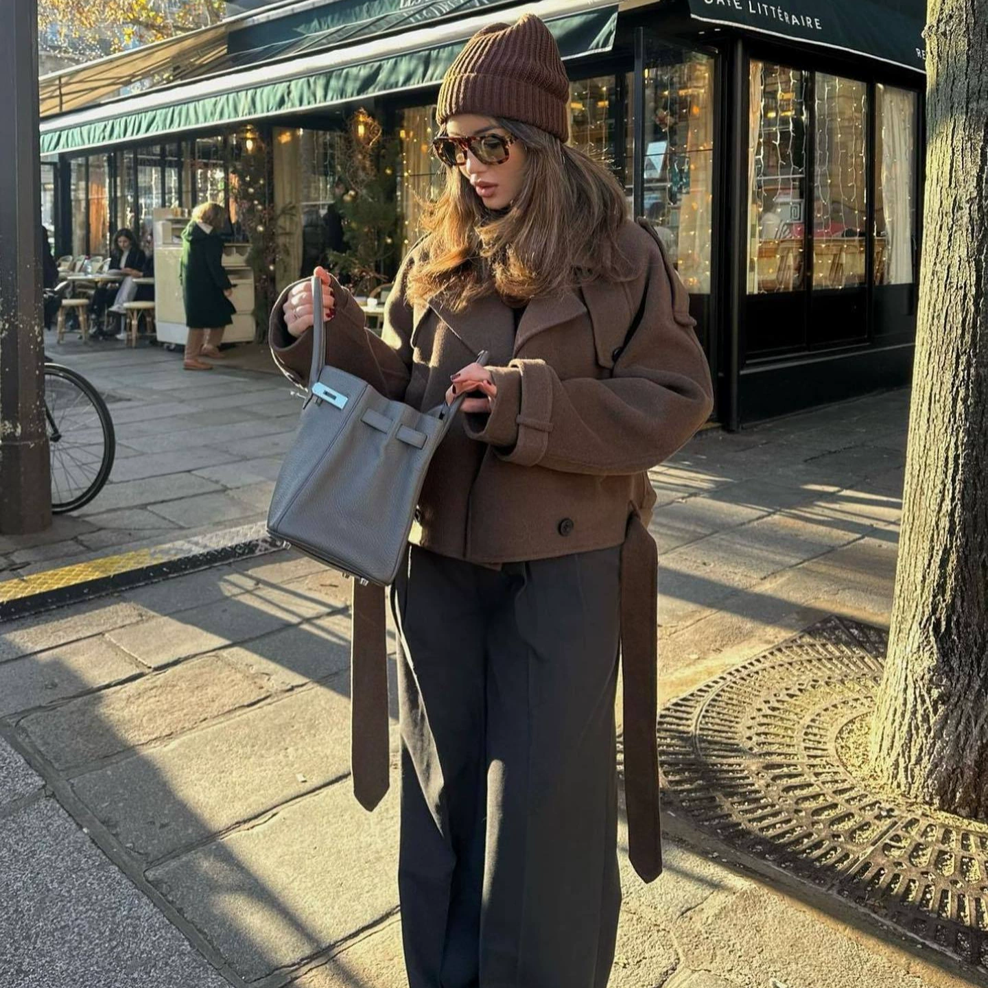 Пальто oversize, европейский стиль, для отдыха, коричневый, размеры XS–L, модная свободная посадка