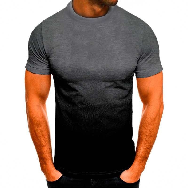 Men's Gradient Color Simple Style Round Neck Short Sleeve Loose Men's T-shirt display picture 8