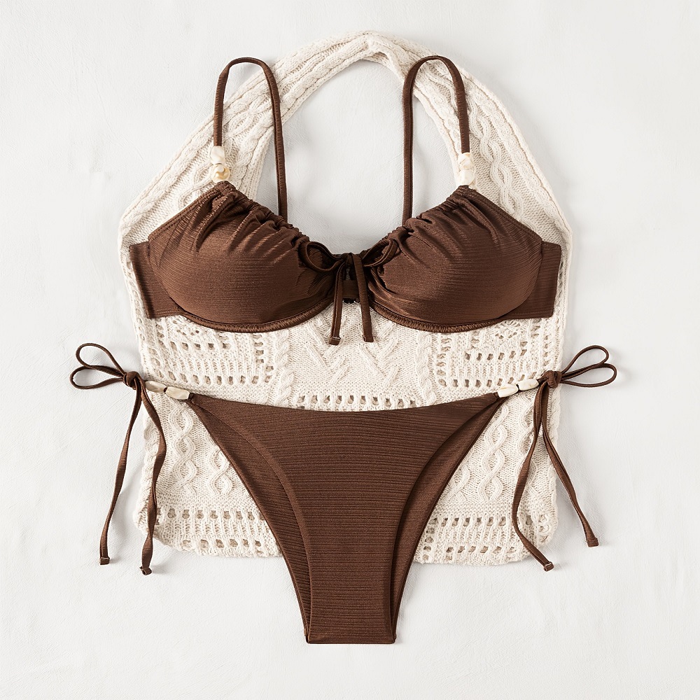 Yiyong 2026 New European And American Style Underwire Beaded Sexy Women's Bikini Set Fashionable Solid Color Two-Piece_voghion.com