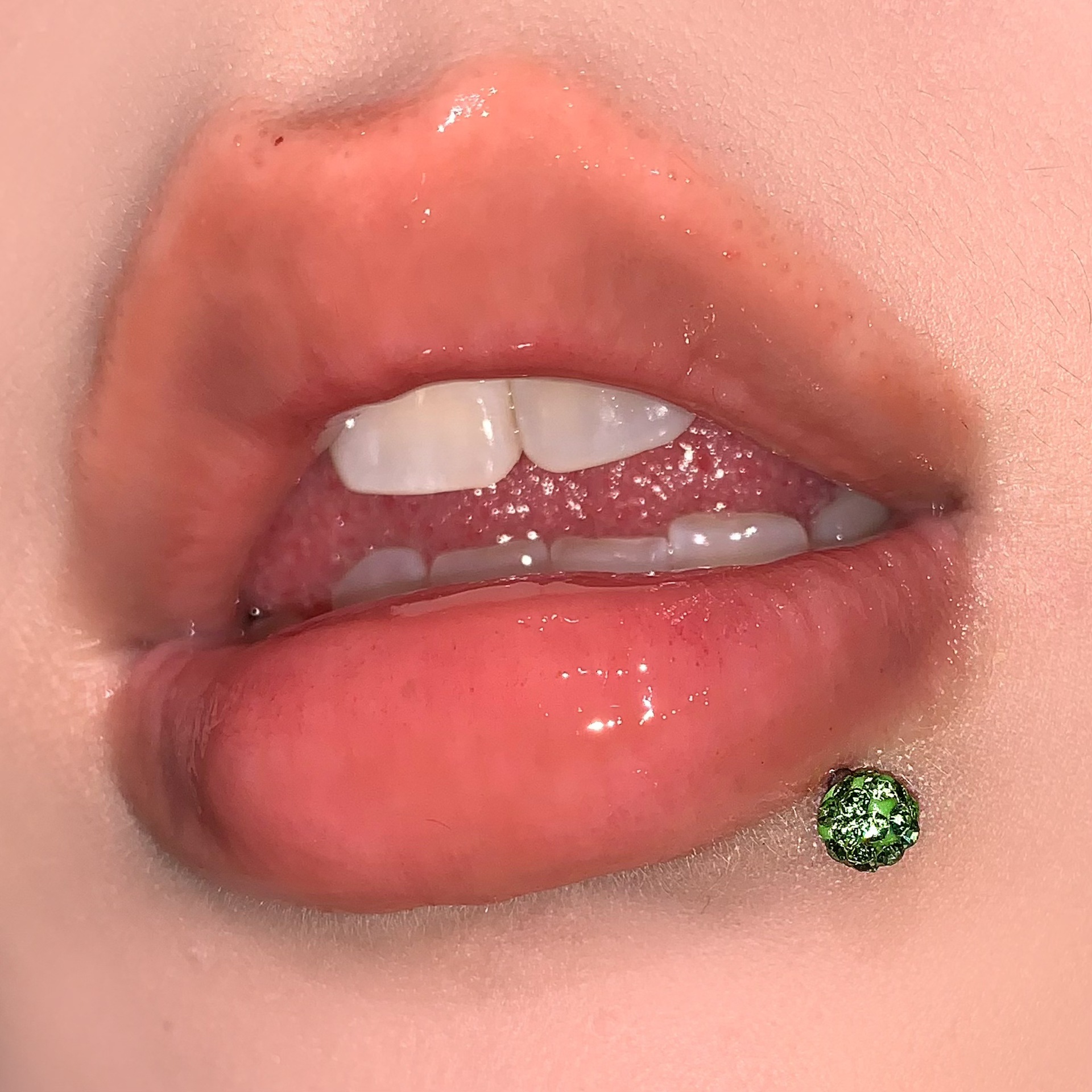 Labret piercing jewelry detail image