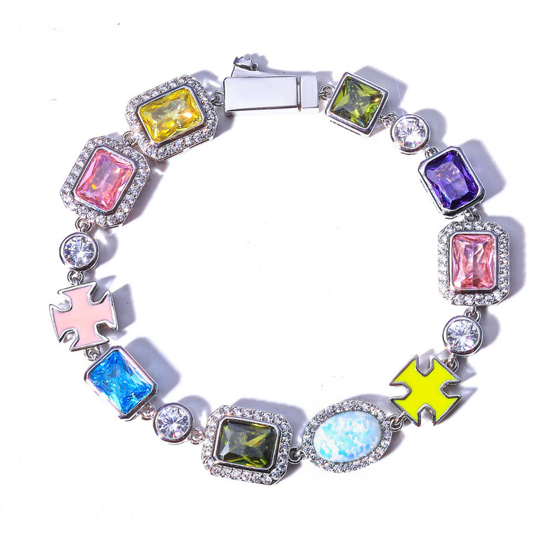 European and American Cross-Border Colored Gemstone Jewelry Bracelets Hip-Hop Jewelry Accessories Opal Bracelets Men's High-End Jewelry European and American Cross-Border Colored Gemstone Jewelry Bracelets Hip-Hop Jewelry Accessories Opal Bracelets Men's High-End Jewelry