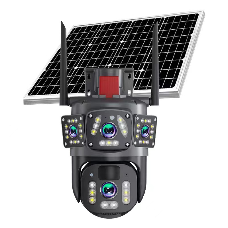 Cámara de vigilancia solar 360 ° Monitor inalámbrico para exteriores con visión nocturna para el hogar, con bajo consumo de energía