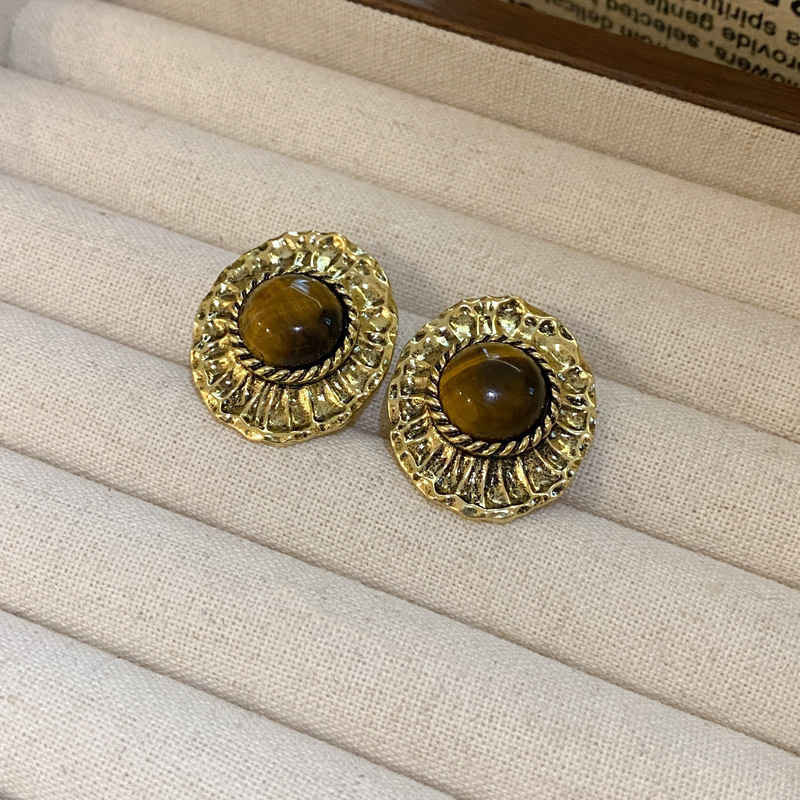 中古vintage珐琅花朵耳环复古宫廷风耳钉精致夸张耳饰设计感小众|undefined