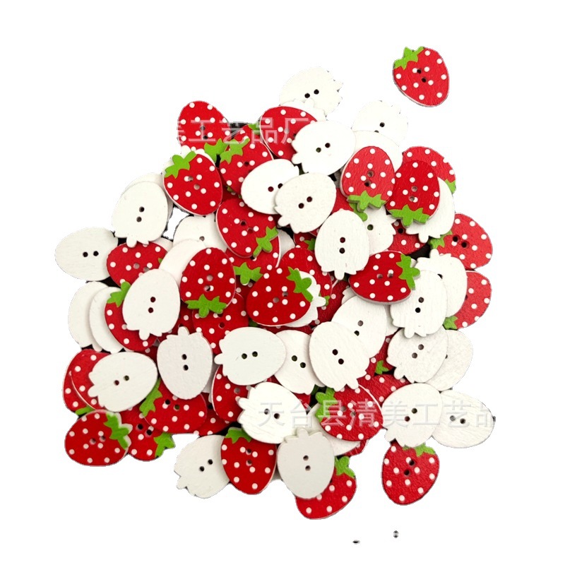 17*22mm rojo fresa en forma de color hebilla de madera accesorios de ropa para niños hebilla de dibujos animados 100 piezas por paquete