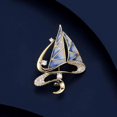Smooth Sailing Brooch High-end Women's Exquisite Enamel Sailing Corsage Niche Design Sense Pin Suit Accessories